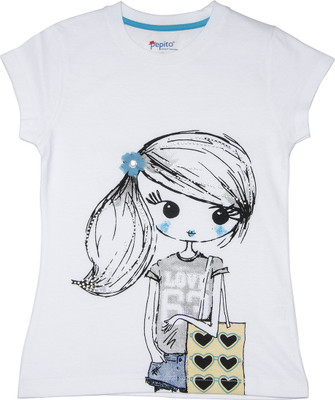 

Pepito Girls Party Cotton Top(White, Pack of 1