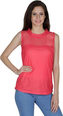 MAYRA Party Sleeveless Solid Women Pink Top