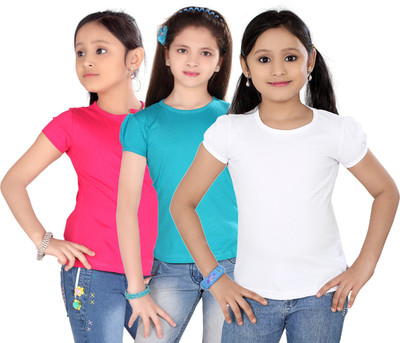 

Sini Mini Casual Cotton Top(Multicolor, Pack of 3, Pink & blue & white