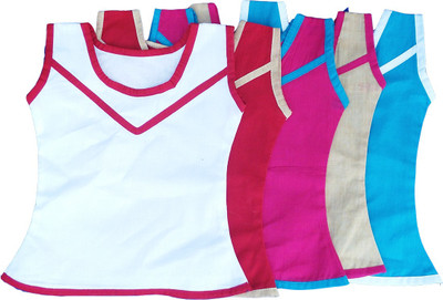 FLORA Baby Girls Casual Cotton Blend Top(Multicolor, Pack of 5)