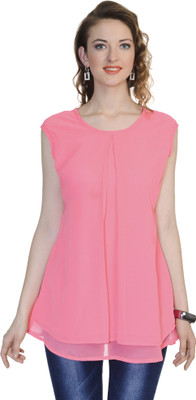 Shree Wow Formal Sleeveless Solid Women Pink Top Shree Wow Formal Sleeveless Solid Women Pink Top