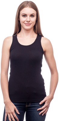 Fashion Line Casual Sleeveless Solid Women Black Top