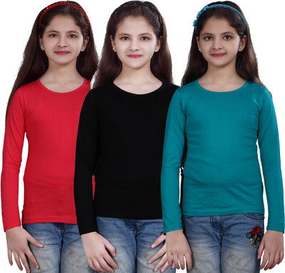 

Sini Mini Girls Casual Cotton Top(Multicolor, Pack of 3
