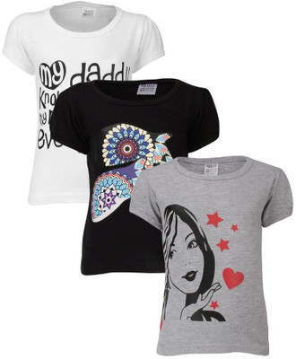 

Gkidz Girls Casual Cotton Top(Multicolor, Pack of 3, Black