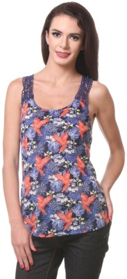 KOTTY Casual Sleeveless Printed Women Blue Top