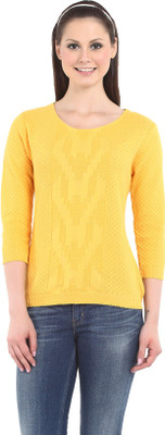 

Miss Grace Casual 3/4th Sleeve Self Design Women's Yellow Top