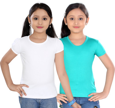 

Sini Mini Casual Cotton Top(Light Blue, Pack of 2, White & light blue
