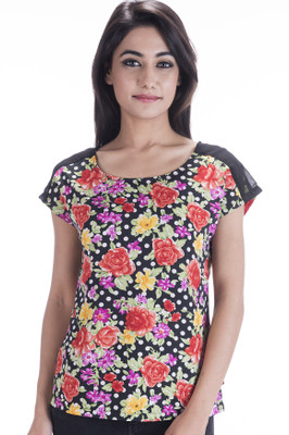Amadore Casual Short Sleeve Floral Print Women Multicolor Top