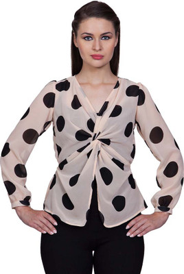 STYLESTONE Casual Regular Sleeve Polka Print Women Black, Pink Top