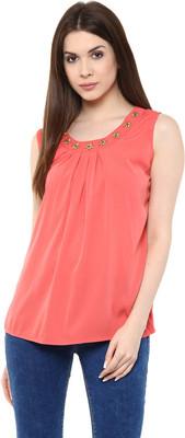 MAYRA Party Sleeveless Solid Women Pink Top