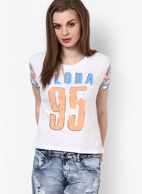 

Only Casual Short Sleeve Printed Women's White Top