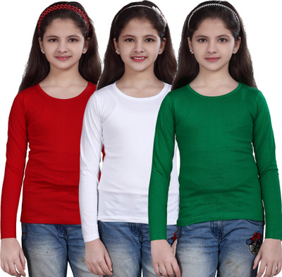 

Sini Mini Girls Casual Cotton Top(Multicolor, Pack of 3