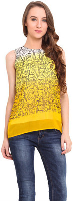 

Trend Arrest Casual Sleeveless Printed Women's Yellow Top