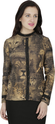

Svt Ada Collections Casual Full Sleeve Printed Women's Brown Top