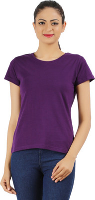 

Ap'pulse Solid Women's Boat Neck Purple T-Shirt, Lilac