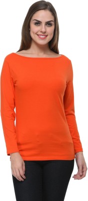 Frenchtrendz Casual Full Sleeve Solid Women Orange Top