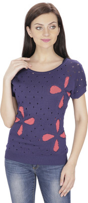 

Svt Ada Collections Casual Short Sleeve Floral Print Women's Dark Blue Top, Navy blue