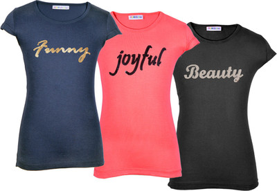 

Lil Orchids Casual Cotton Top(Multicolor, Pack of 3, Navy