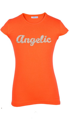

Lil Orchids Girls Casual Cotton Top(Orange, Pack of 1, Coral
