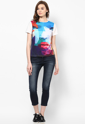 

Vero Moda Casual Short Sleeve Printed Women's White Top, Snow white
