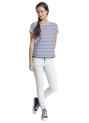 

Only Casual Half Sleeve Striped Women's Dark Blue, White Top, Bright white