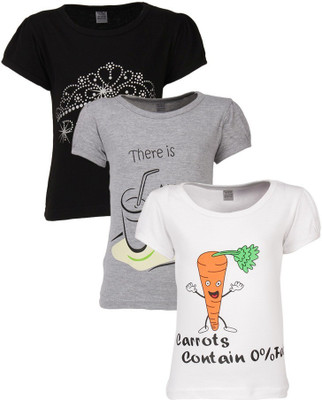 

Gkidz Casual Cotton Top(Multicolor, Pack of 3, Black