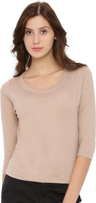 CAMPUS SUTRA Casual Regular Sleeve Solid Women Brown Top