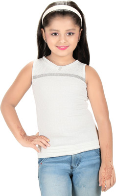 

Bluntly Girls Casual Cotton Top(White, Pack of 1