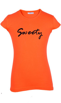 

Lil Orchids Girls Casual Cotton Top(Orange, Pack of 1, Coral