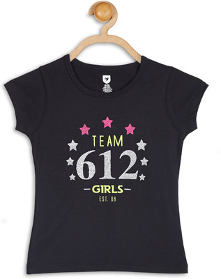

612 League Girls Casual Cotton Top(Black, Pack of 1