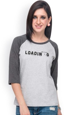 CAMPUS SUTRA Casual 3/4 Sleeve Printed Women Grey Top