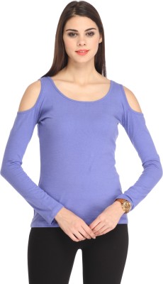 Cation Casual Full Sleeve Solid Women Purple Top