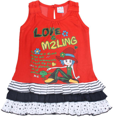 

Belle Girl Girls Midi/Knee Length Casual Dress(Red, Sleeveless)