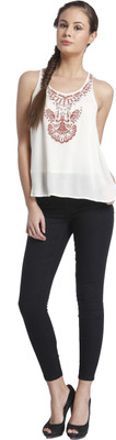 

Only Casual Sleeveless Embroidered Women's White Top, Bone white
