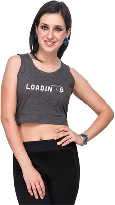

Campus Sutra Casual Sleeveless Printed Women's Grey Top, Charcoal grey