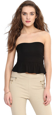

Uptownie Lite Party Sleeveless Solid Women's Black Top