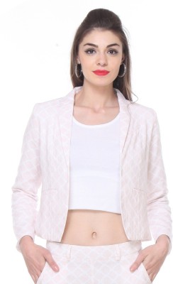 Zastraa Formal Full Sleeve Printed Women White Top