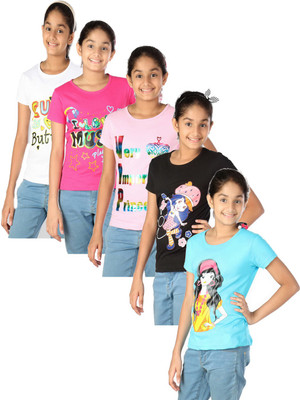 

Gkidz Casual Cotton Top(Multicolor, Pack of 5, Black
