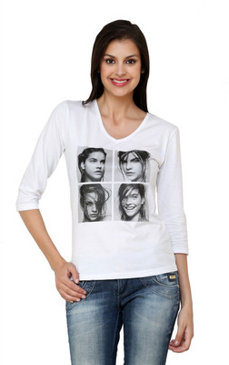 

Espresso Casual 3/4th Sleeve Printed Women's White Top