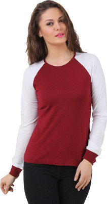 TEXCO Casual Full Sleeve Solid Women White, Maroon Top