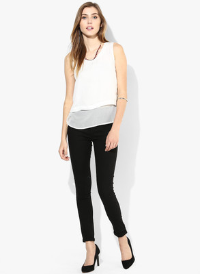 

Only Casual Sleeveless Solid Women's White Top, Cloud dancer