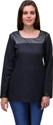 Natty India Casual Full Sleeve Solid Women Black Top