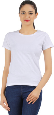 

Ap'pulse Solid Women's Round Neck White T-Shirt