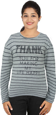 girl confidential Girls Casual Cotton Blend Top(Grey, Pack of 1)