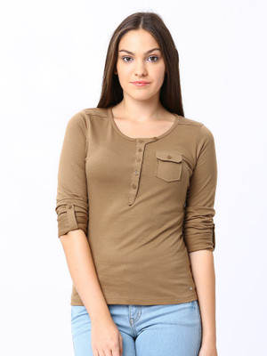 

Espresso Casual Full Sleeve Solid Women's Beige Top, Sand