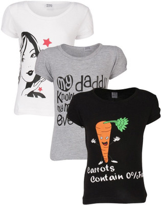 

Gkidz Casual Cotton Top(Multicolor, Pack of 3, Black