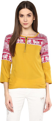 MAYRA Party 3/4 Sleeve Printed Women Multicolor Top