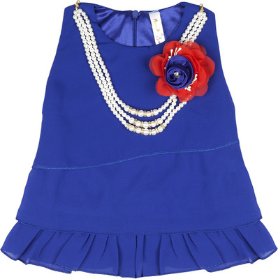 Hunny Bunny Party Poly Georgette Top(Blue, Pack of 1)