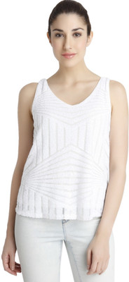 

Vero Moda Casual Sleeveless Self Design Women's White Top