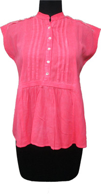 

I Am For You Casual Roll-up Sleeve Solid Women's Pink Top